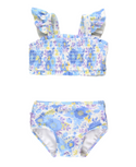 RuffleButts | Smocked Bikini ~ Pristine Blooms Clothing RuffleButts 4T  