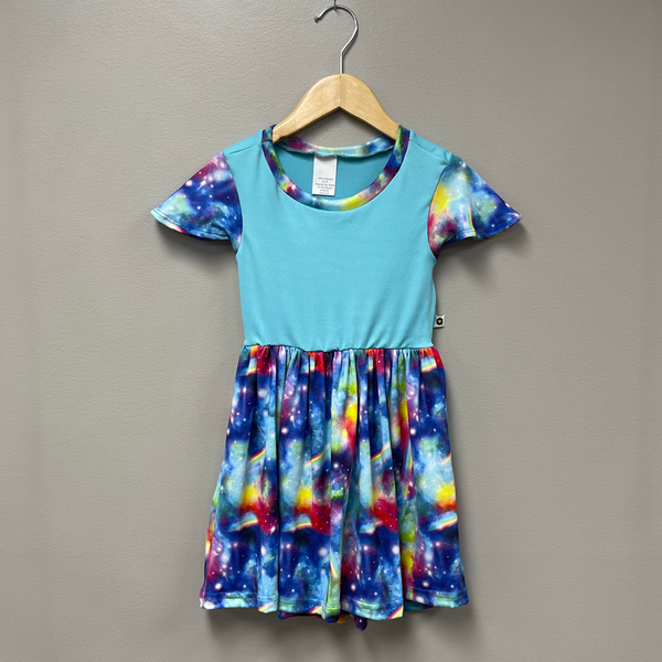 Bumblito Flutter Sleeve Dress ~ Rainbow Galaxy Clothing Bumblito   