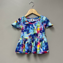 Bumblito Peplum Top w/ Flutter Sleeve ~ Rainbow Galaxy Clothing Bumblito   