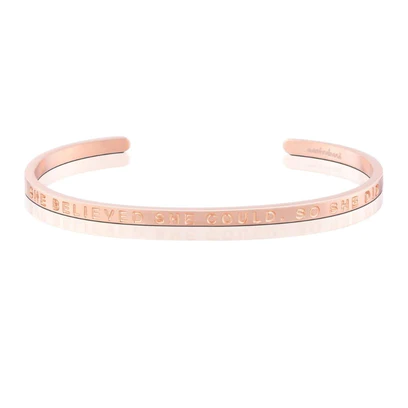 MantraBand Whisper | Strength - She Believed She Could, So She Did (no ink)  MantraBand Rose Gold  