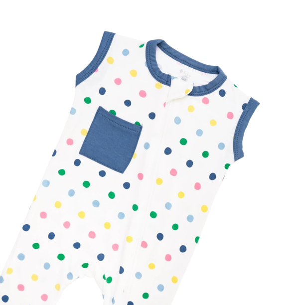 Kyte Baby - Print Zippered Romper In Spring Polka Dots Clothing Kyte Baby Clothing   