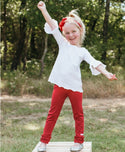 RuffleButts ~ Red Ruffle Leggings Clothing RuffleButts   