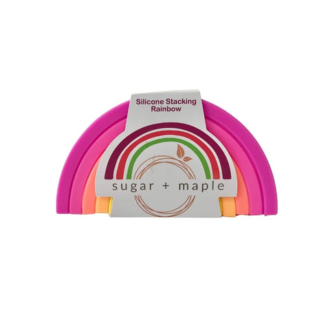 Sugar + Maple | Neon Silicone Stacking Rainbow 6pc Toys Sugar + Maple   