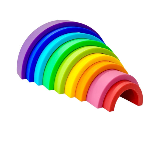 Sugar + Maple | Primary Silicone Stacking Rainbow 9pc Toys Sugar + Maple   