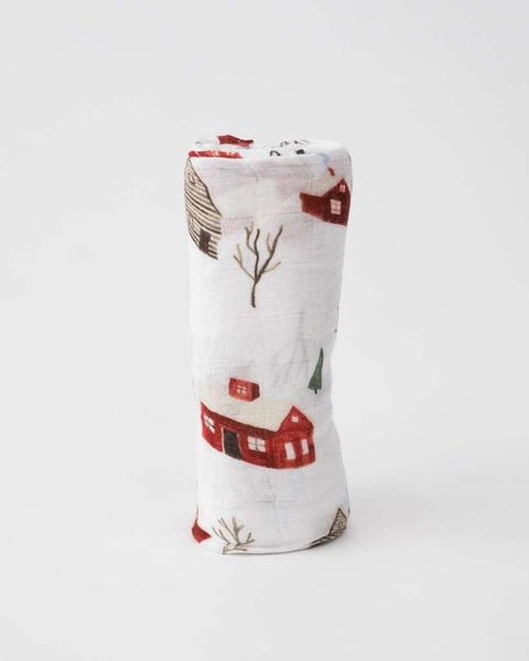 Little Unicorn | Deluxe Muslin Swaddle Single - Winter Village Bedding Little Unicorn   