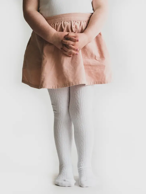 Little Stocking Co  | Cable Knit Tights ~ White Clothing Little Stocking Co   