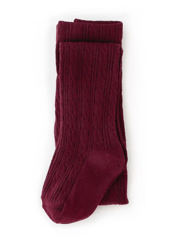 Little Stocking Co  | Cable Knit Tights ~ Wine Clothing Little Stocking Co   
